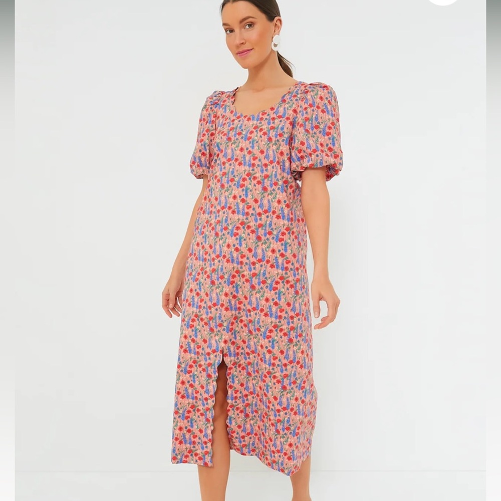 Tuckernuck Hyacinth House floral Ted poppy scalloped Serena midi dress sz S